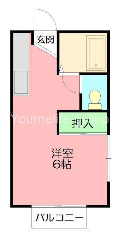 コーポむつみ(1K/2階)の間取り写真