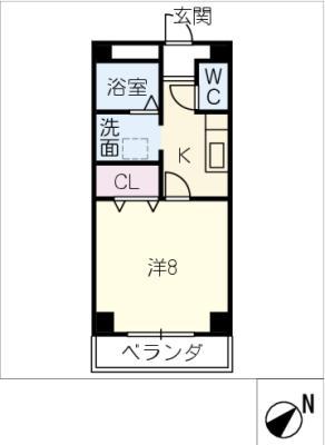 NICE・ONE新町(1K/3階)の間取り写真