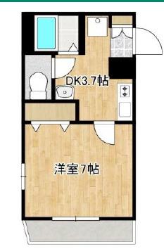 東川フラッツ(1K/2階)の間取り写真