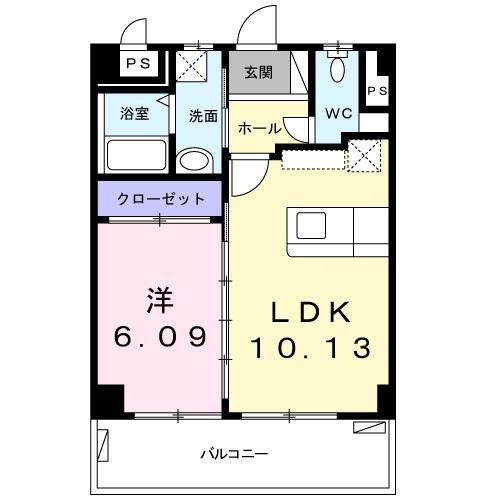 プラシード.カーサM(1LDK/2階)の間取り写真