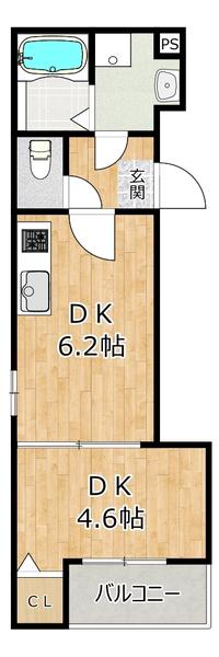 アクロス大和田アパートメント3(1DK/2階)の間取り写真