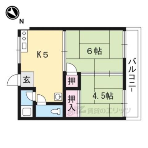 ハイツ勝部(2DK/2階)の間取り写真