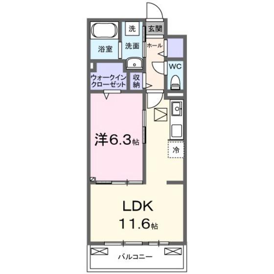 八幡東3丁目アパートA棟(1LDK/1階)の間取り写真