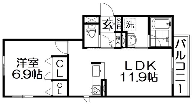SHAMAISON HOSHIYA(1LDK/3階)の間取り写真