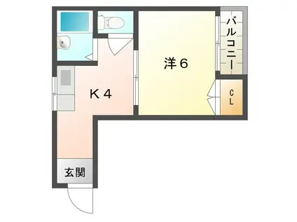 ニューハイツ桜III(1K/3階)の間取り写真