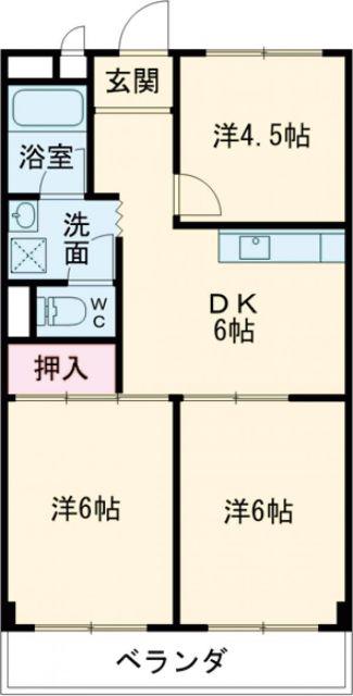 シティハイツ野一色(3DK/2階)の間取り写真