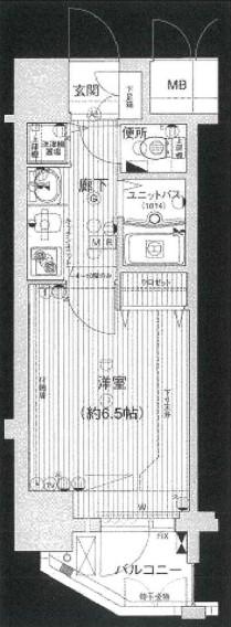 プレサンス難波リバーオアシス(1K/14階)の間取り写真
