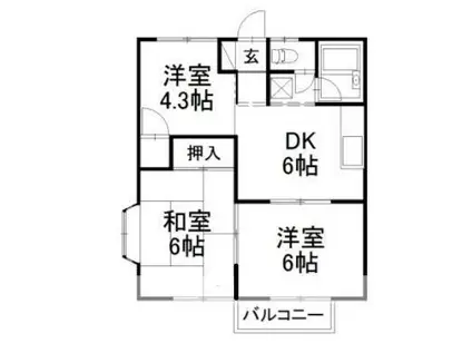 コーポ松岡 E(3DK/2階)の間取り写真