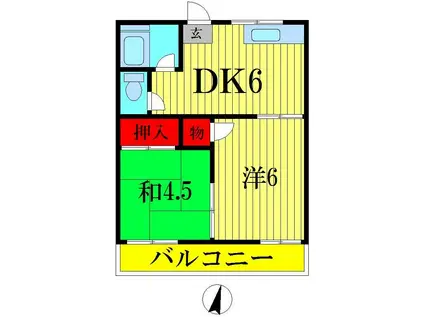 大川コーポ(2DK/2階)の間取り写真