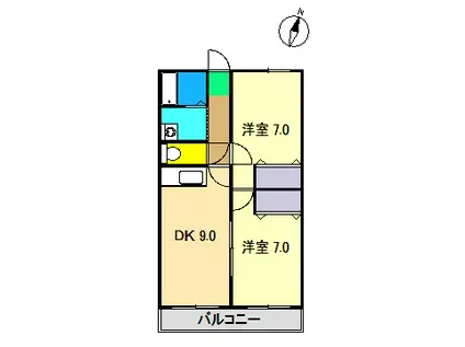 シティハイム種崎(2DK/2階)の間取り写真