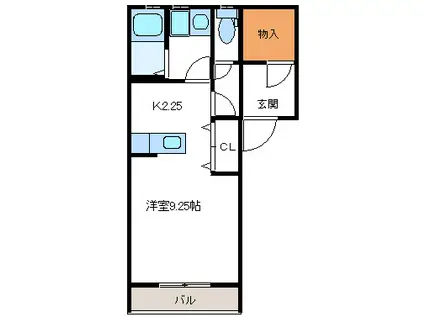 ボンヌ・シャンスC(1K/2階)の間取り写真