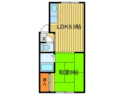 コーポきくち(1LDK/2階)の間取り写真