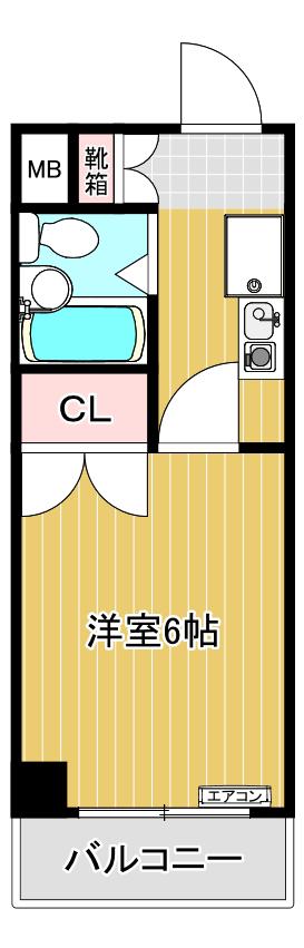 ABマンション(1K/2階)の間取り写真