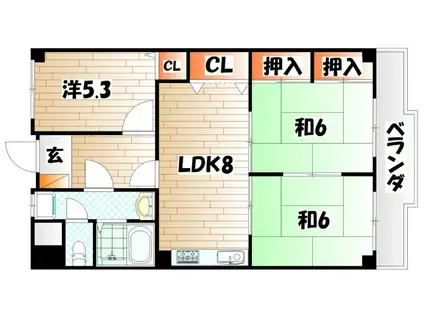 ラディア石田(3LDK/3階)の間取り写真