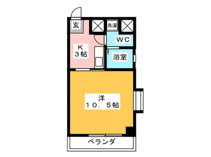 ジェンティーレ伊賀上野(1K/4階)の間取り写真