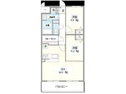 カーサ フェリース(2LDK/2階)の間取り写真