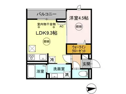 D-ROOM FIRST 大善寺駅前(1LDK/1階)の間取り写真