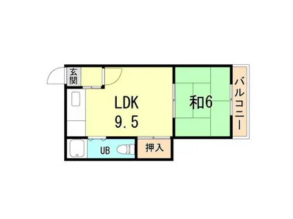 レジデンス城の下(1LDK/3階)の間取り写真