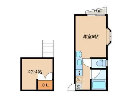 ベイシティ相浦(ワンルーム/2階)の間取り写真