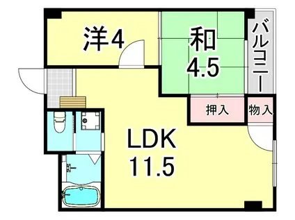 大武ハイツ(2LDK/3階)の間取り写真