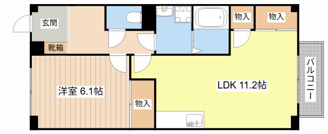 クレストコート(1LDK/1階)の間取り写真