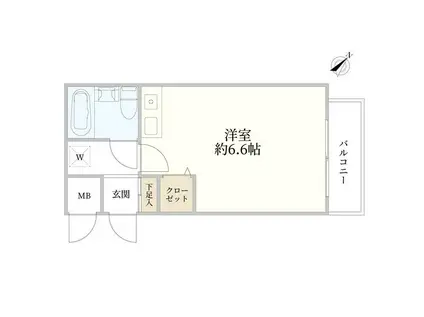 ライオンズマンション成城東(ワンルーム/2階)の間取り写真