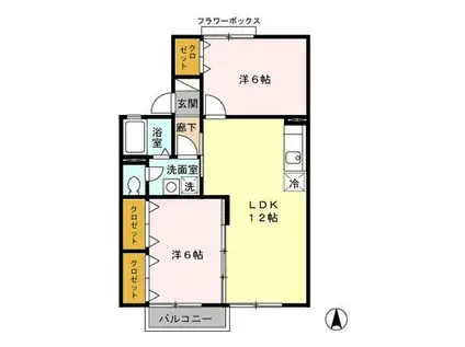 ファミールハイツ(2LDK/2階)の間取り写真