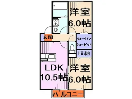 リリー坂下A(2LDK/2階)の間取り写真