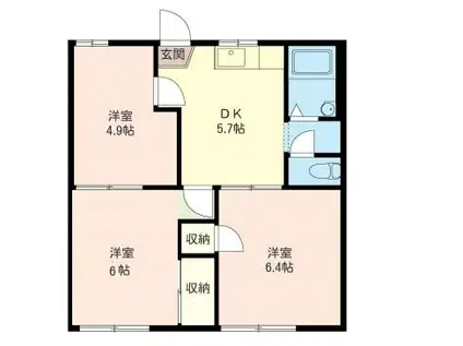 田村コーポ(3K/2階)の間取り写真