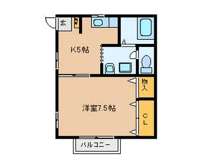 センチュリー155(1DK/2階)の間取り写真