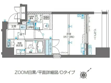 ZOOM目黒(ワンルーム/7階)の間取り写真
