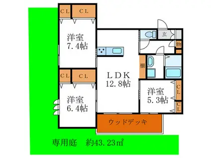 シャーメゾン岩倉南(3LDK/1階)の間取り写真