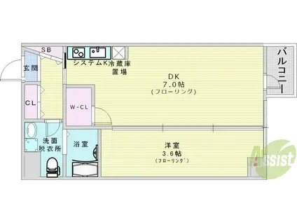 アドバンス西梅田IVエール(1DK/9階)の間取り写真