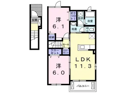 エアリーパーク神戸II(2LDK/2階)の間取り写真