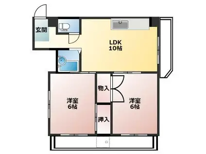 巧ビル(2LDK/2階)の間取り写真