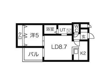  デルフィーノ麻生I (1LDK/1階)の間取り写真