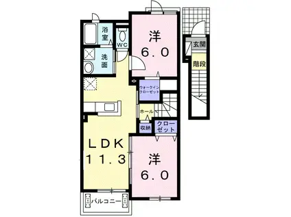 矢巾町南矢幅第13地割築10年(2LDK/2階)の間取り写真