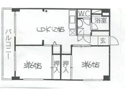 勝栄ビル(2LDK/6階)の間取り写真