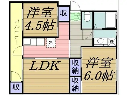 第2泉マンション(2LDK/5階)の間取り写真