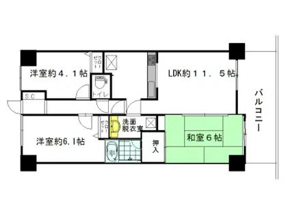 インペリアル横浜パークサイド(3LDK/7階)の間取り写真