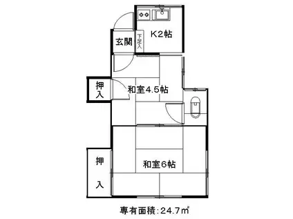 朝日コーポ(2K/2階)の間取り写真