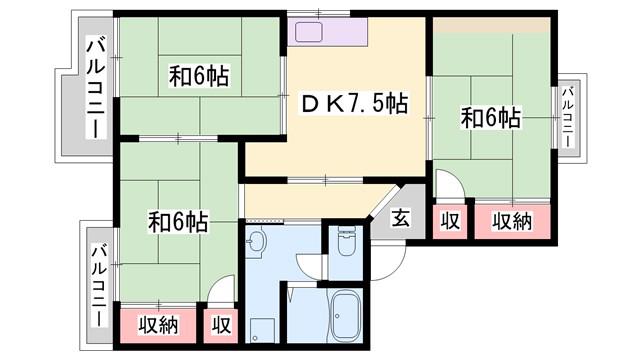 メゾンルーラルⅡ(3DK/2階)の間取り写真