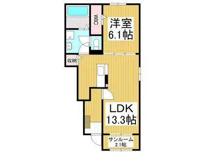 アッファシナンテ カーサ(1LDK/1階)の間取り写真