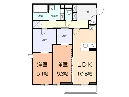 ハレオリナ(2LDK/1階)の間取り写真