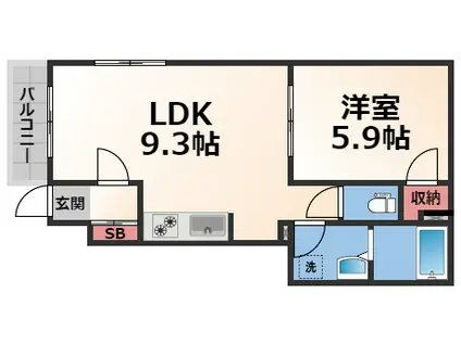 レジデンススティア(1LDK/1階)の間取り写真