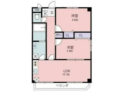 スーリールⅠ番館(2LDK/6階)の間取り写真