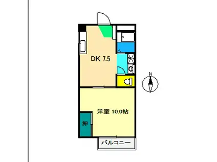 第2六泉寺ビル(1DK/4階)の間取り写真