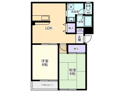 ロイヤルマンション(2LDK/2階)の間取り写真
