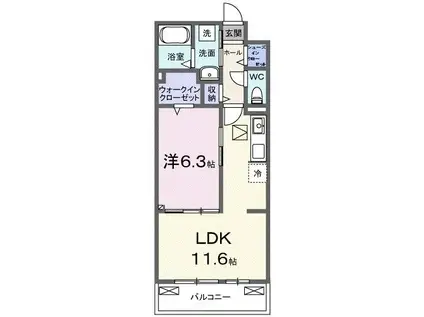 フィオーレ(1LDK/1階)の間取り写真