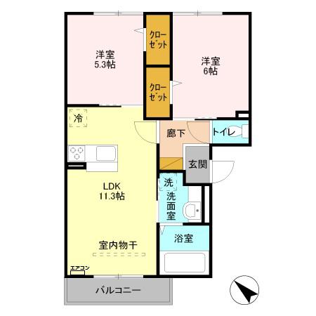 ロイヤルパレス II番館(2LDK/1階)の間取り写真